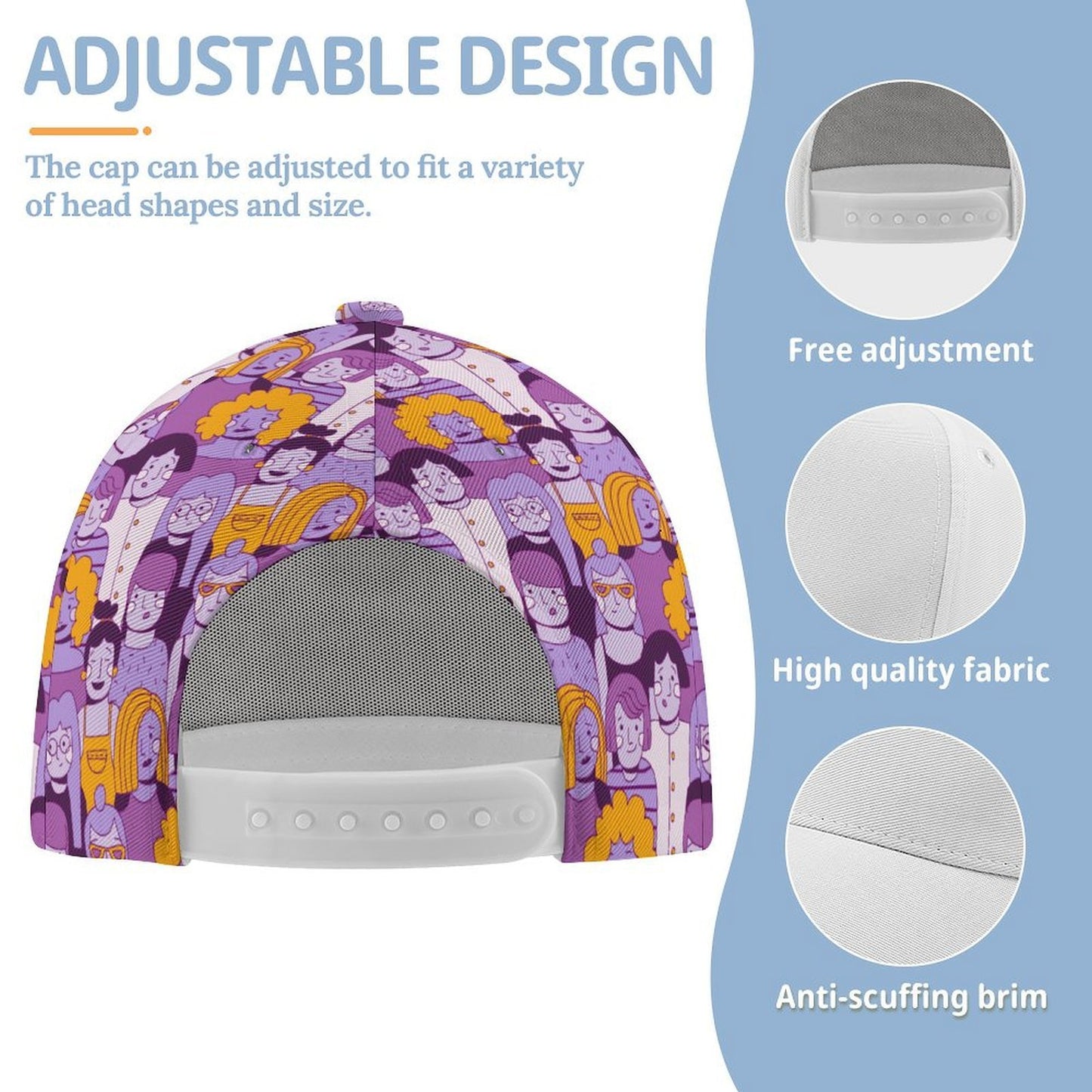 Personalized Kids Baseball Cap with Full-Print Custom Design and Ventilation