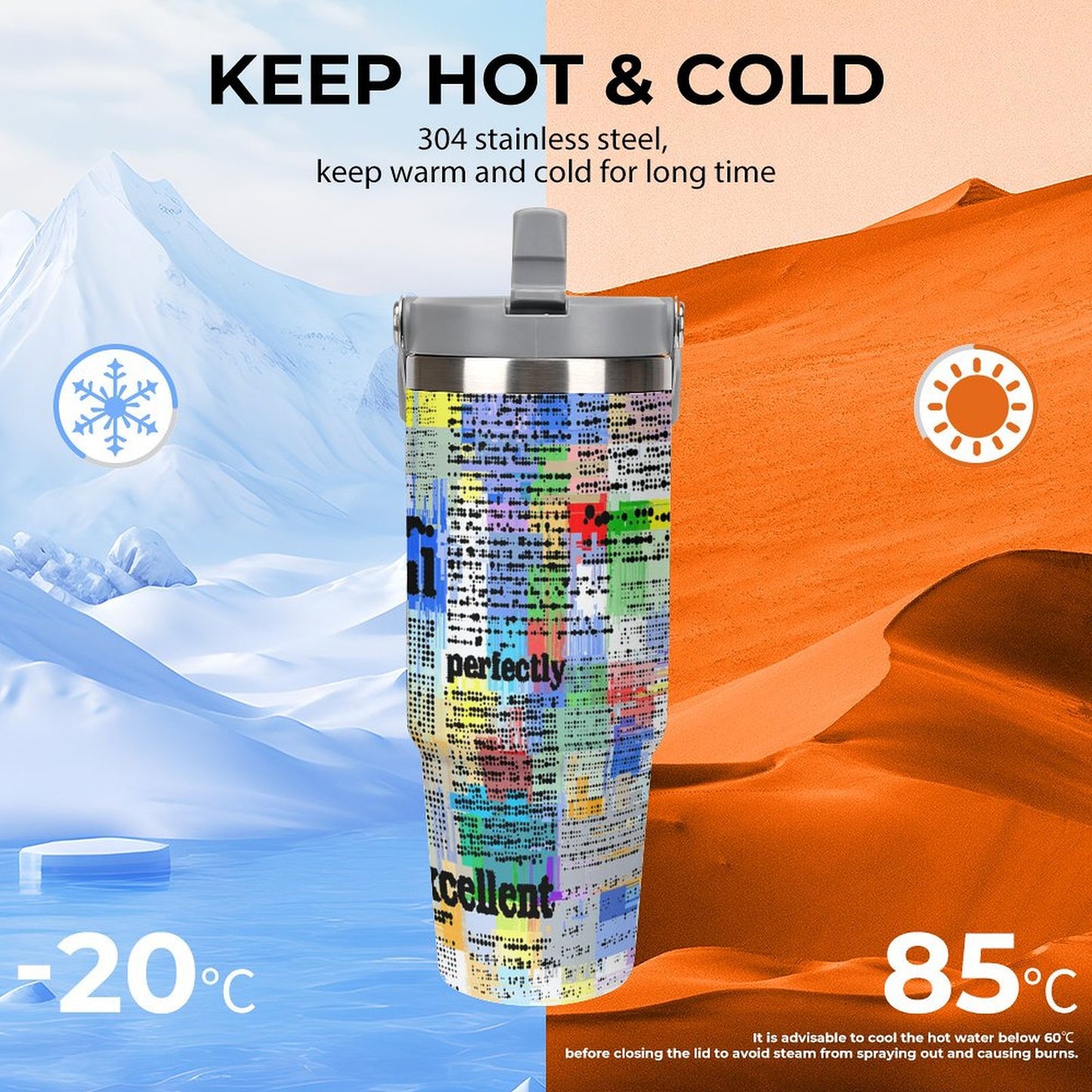 Custom 30oz Tumbler with Handle | Personalized Photo Travel Mug