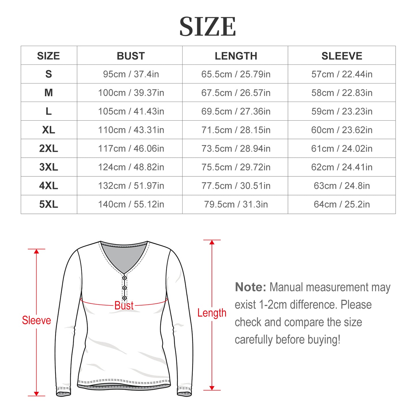 Custom Women's Henley Shirt | Personalized V-Neck Long Sleeve Top