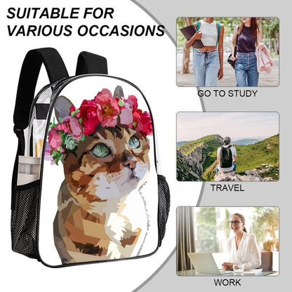 Personalized Heavy-Duty 17-Inch Clear Backpack with Custom UV Print