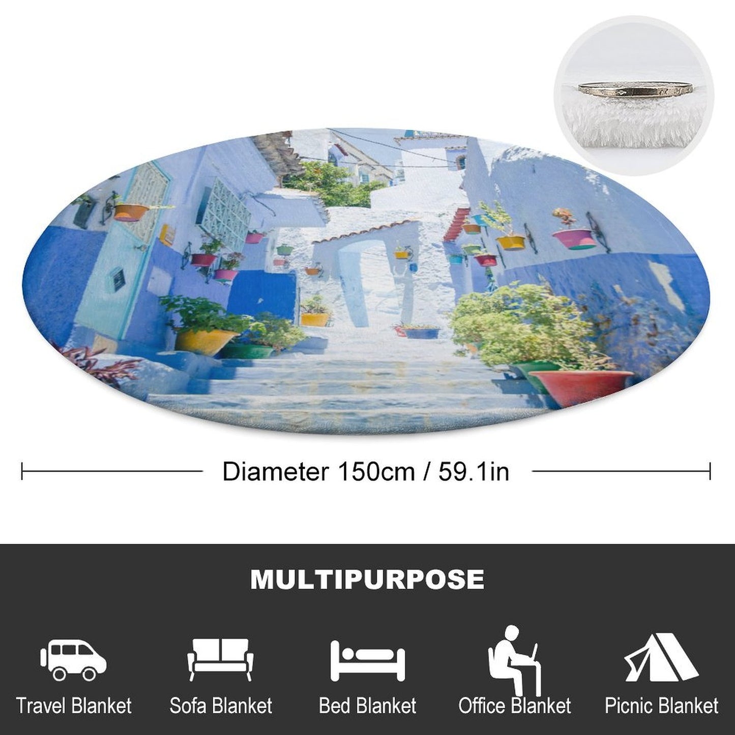 Custom Round Blanket | Personalized Photo Beach & Picnic Throw