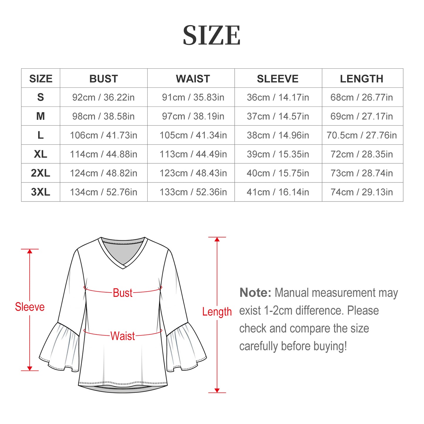 Custom Ruffle Bell Sleeve Top | Women's V-Neck Blouse