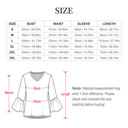 Custom Ruffle Bell Sleeve Top | Women's V-Neck Blouse