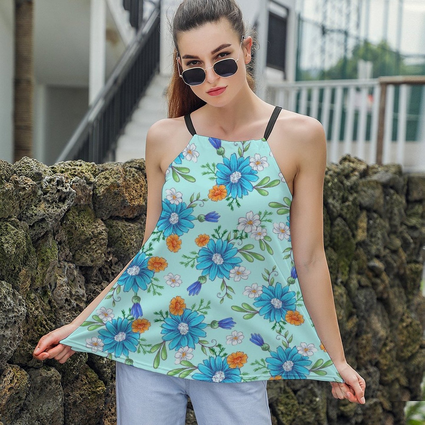 Custom Halter Tank Top | Flowy Personalized Tie-Neck Camisole