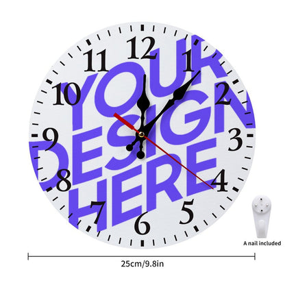 Personalized Wall Clock with Your Picture Text Logo Image Custom Clocks for Walls Customized Round Silent Clock for Office Home Kitchen Bedroom Living Room, 25*25 cm
