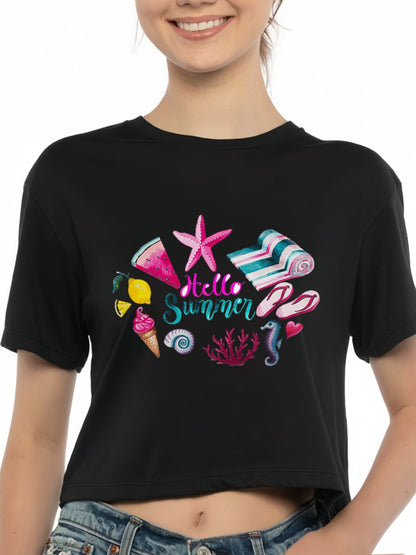 Custom Navel-baring T Shirts for Women Design Your Own Shirt Add Text/Image/Logo Personalized Cotton Tee Printed Photo Front
