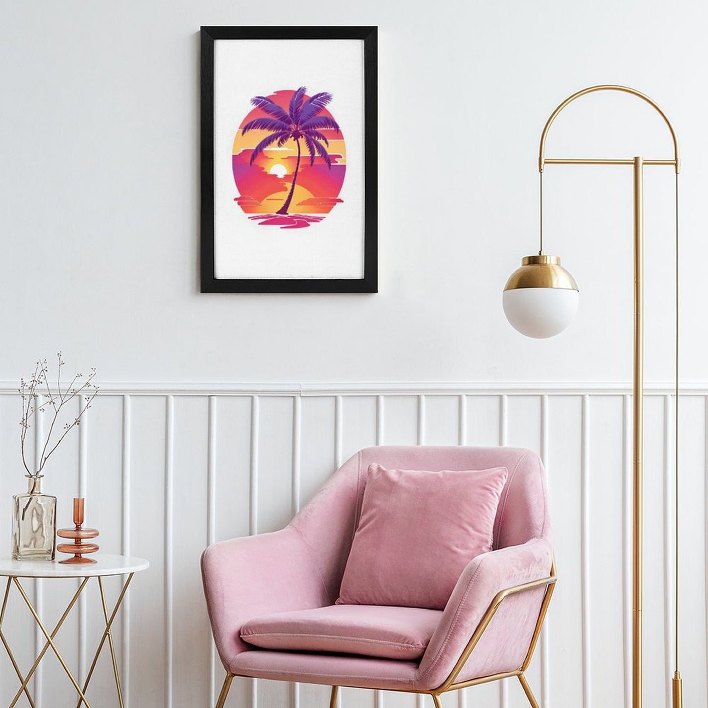 Custom Vertical Framed Canvas | Modern Black/Gold Wall Art