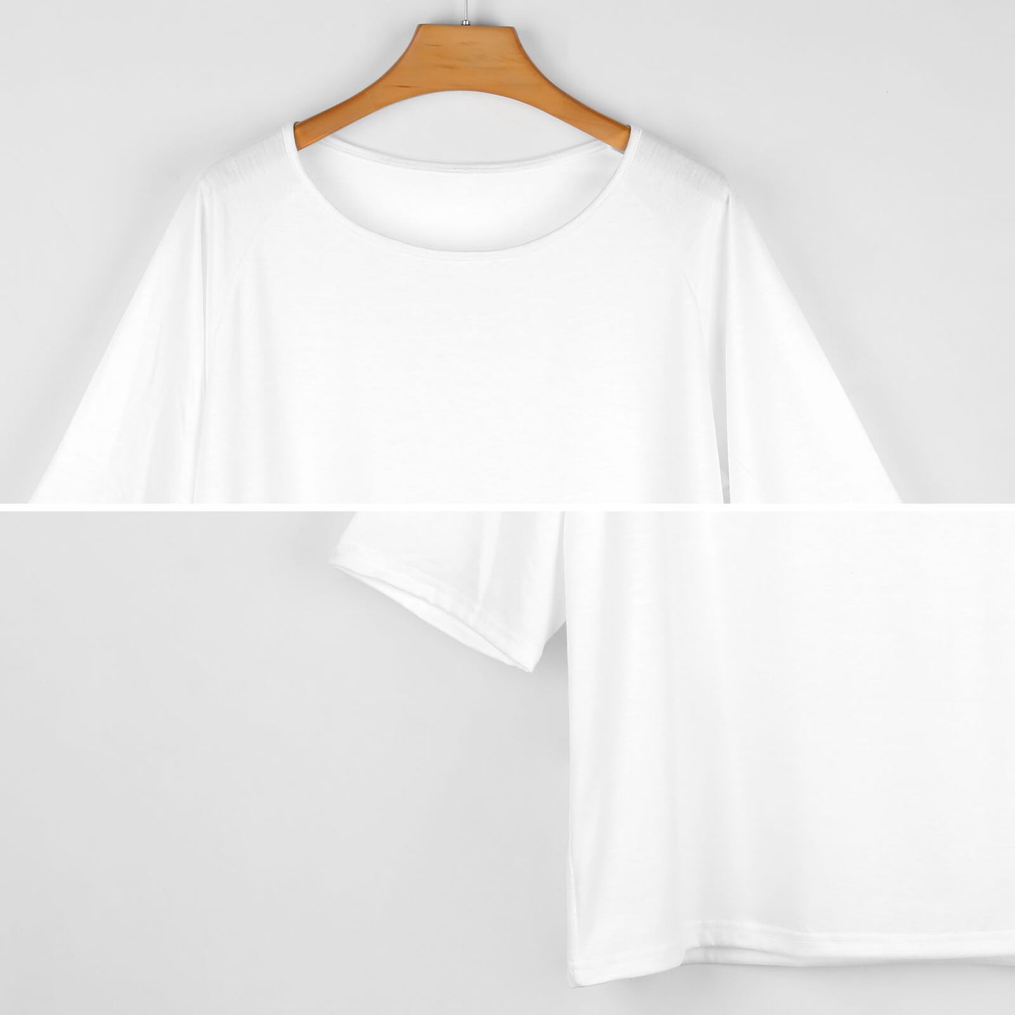 Custom Loose Fit Off-Shoulder Batwing Top | Plus Size Mid-Sleeve Tee