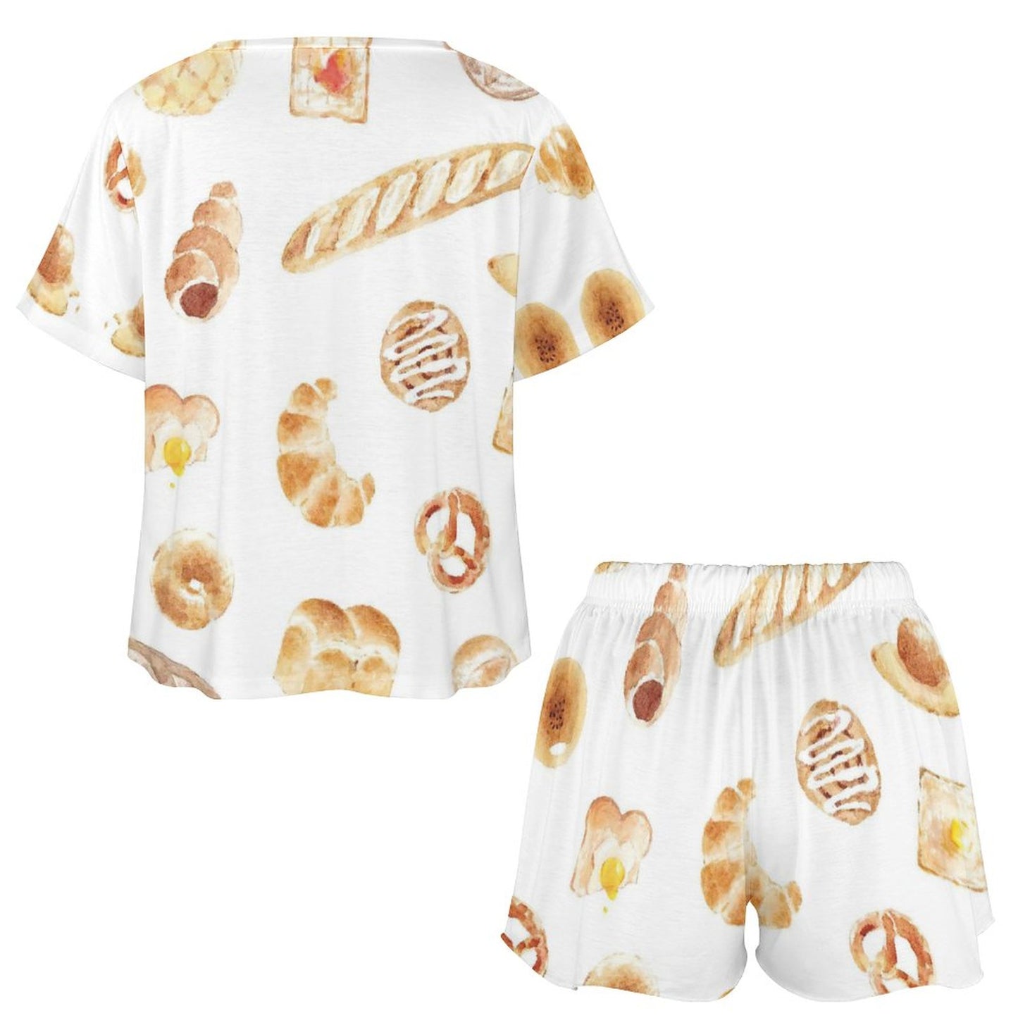 Custom Women's Two-Piece Short Sleeve Loungewear Set | Soft Pajama Short Set