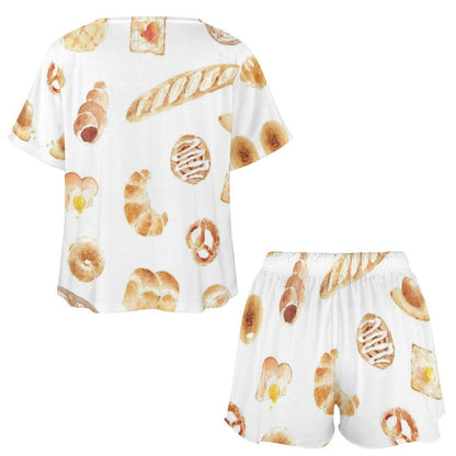 Custom Women's Two-Piece Short Sleeve Loungewear Set | Soft Pajama Short Set