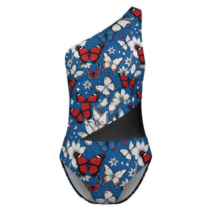 Custom Printed Mesh Panel Monokini Swimsuit