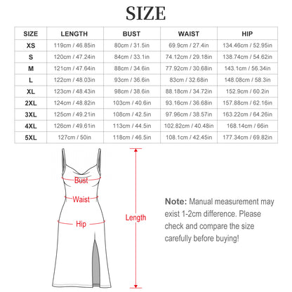 Custom Print Side Slit Maxi Dress with Adjustable Straps for Women