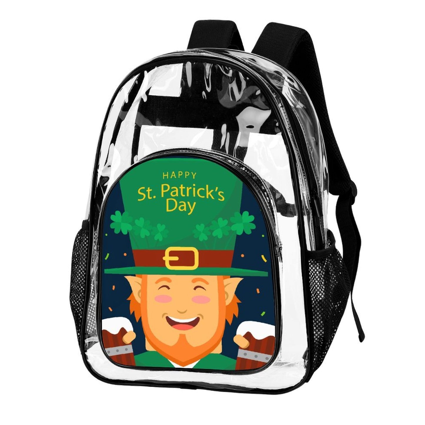 Personalized Clear Backpack with Side Mesh Pocket and Custom UV Print