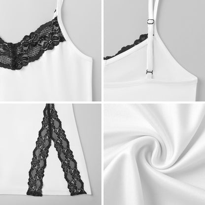 Custom Lace Trim Slip Dress with Personalized Print