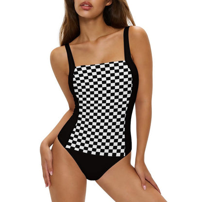 Custom Retro Square Neck Tummy Control One-Piece Swimsuit