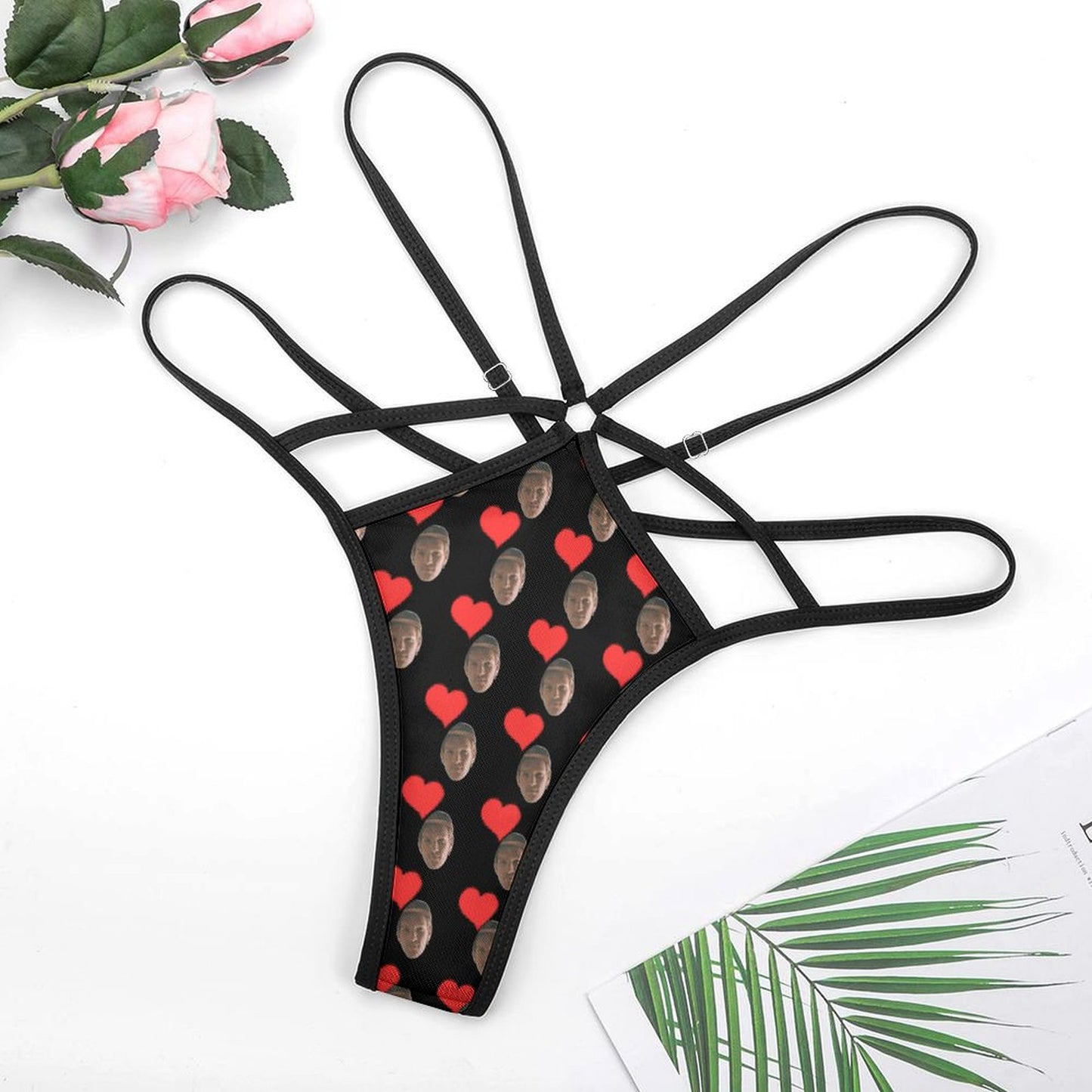 Custom Printed Sheer Mesh Face Thong Panty
