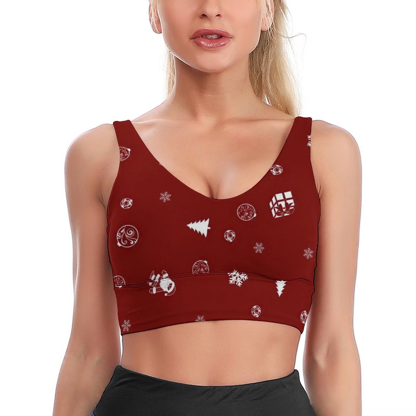 Custom Printed U-Neck Wide Strap Sports Bra