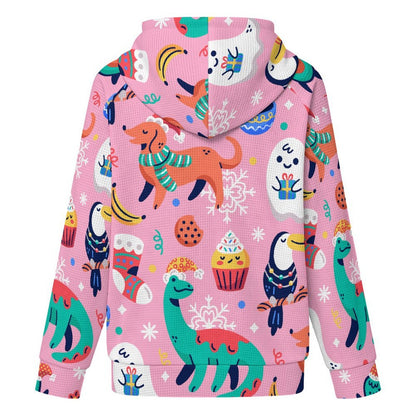 Women's Waffle Knit Full-Zip Hoodie with Custom Print