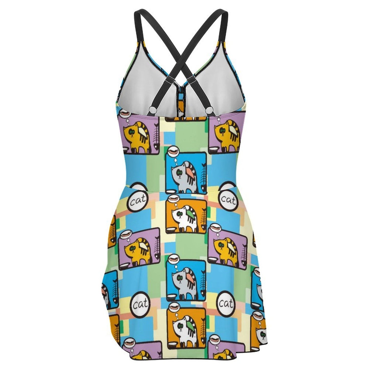 Women's Skirted One Piece Swimsuit with Tie Hem, Tummy Control and Custom Print