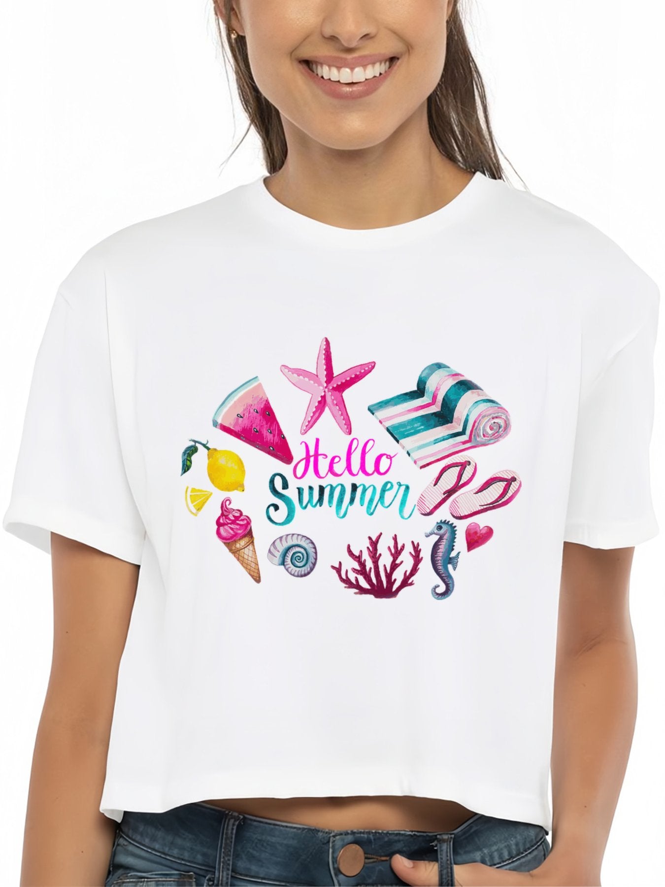 Custom Navel-baring T Shirts for Women Design Your Own Shirt Add Text/Image/Logo Personalized Cotton Tee Printed Photo Front
