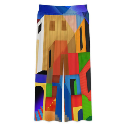 Women's High Waist Wide Leg Pants with Custom Print — Soft Stretch Fabric, Smocked Waistband, S to 5XL
