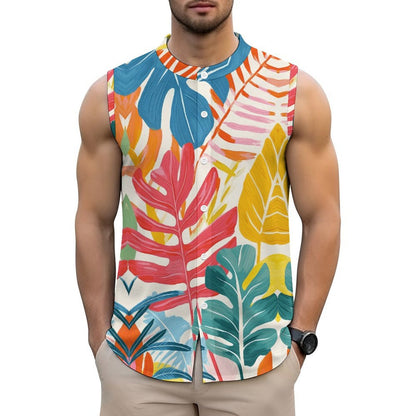 Custom Men's Sleeveless Button-Down Resort Shirt
