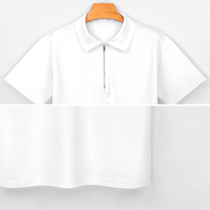 Custom Men's Cotton Zip Polo | All-Over DTG Printed Short Sleeve