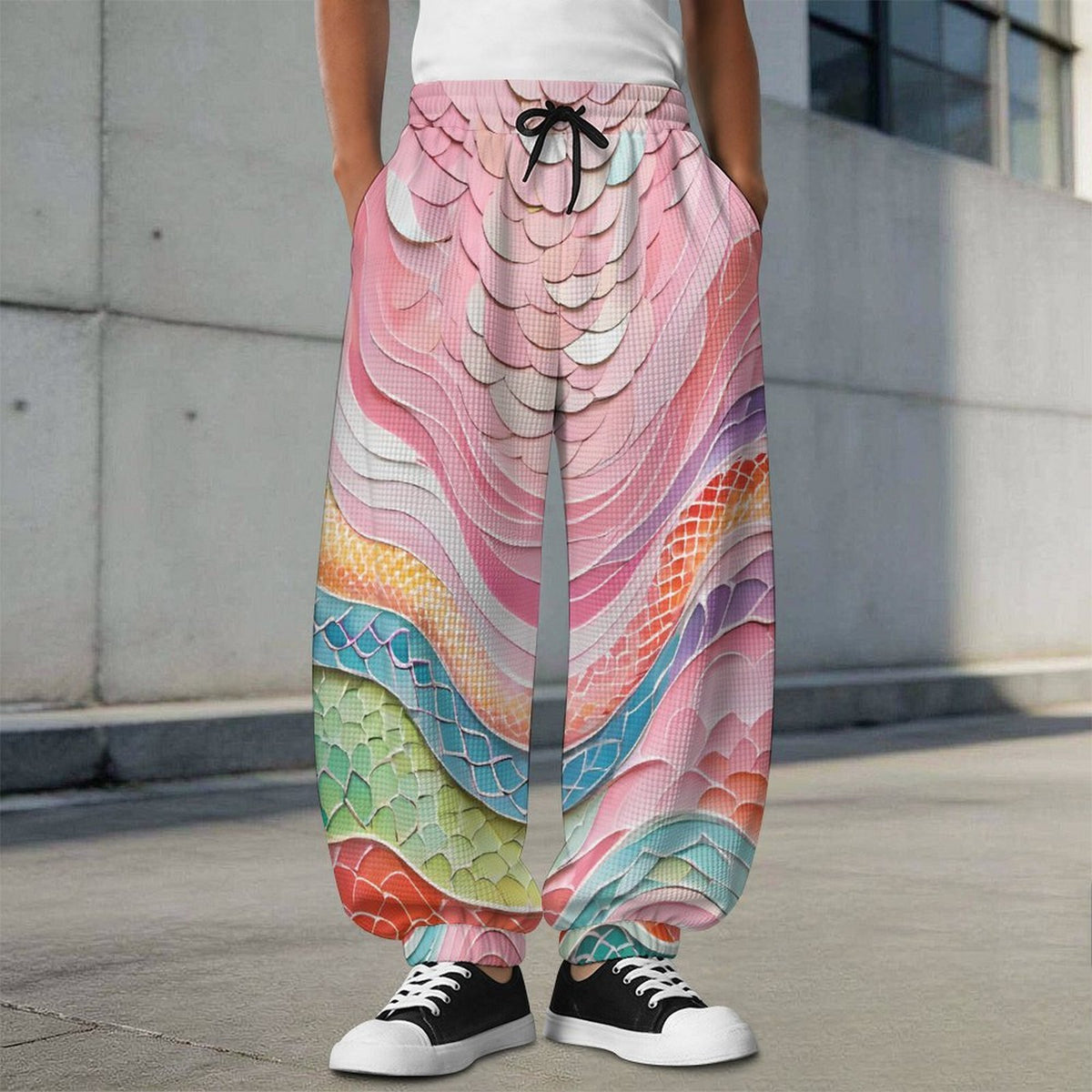 Men's Custom Waffle Knit Joggers with Tapered Cuffed Ankles