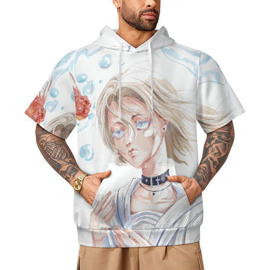 Custom Men's Short Sleeve Hoodie | Personalized Air Layer Fabric Top