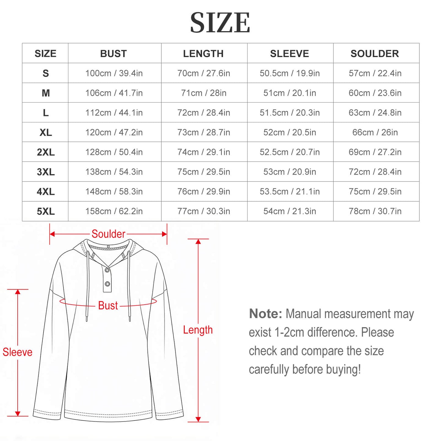 Custom V-Neck Button Hooded Sweatshirt for Women