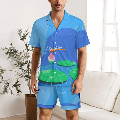 Custom Men's V-Neck Pajama Set | Personalized Photo Lounge Shorts