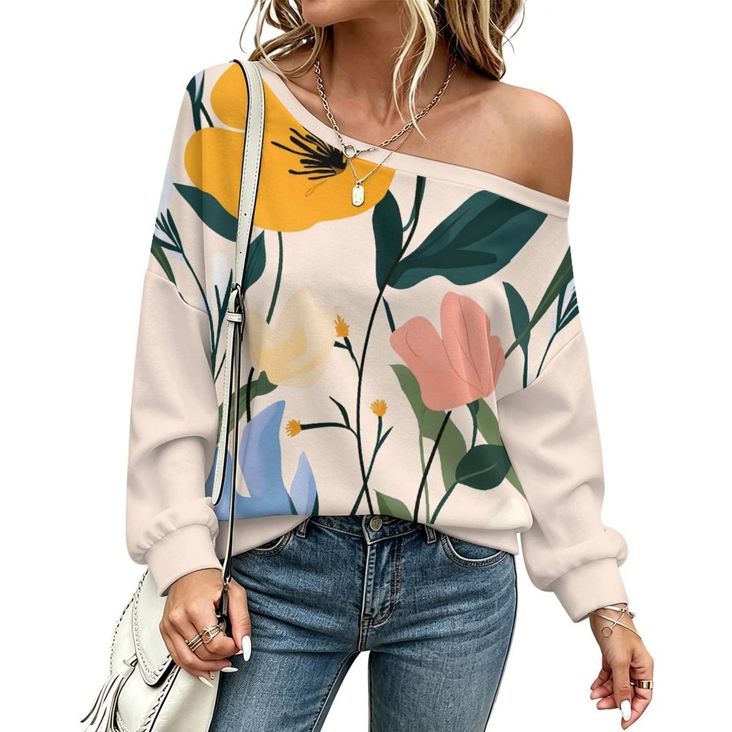 Custom Women's Off-Shoulder Oversized Sweatshirt