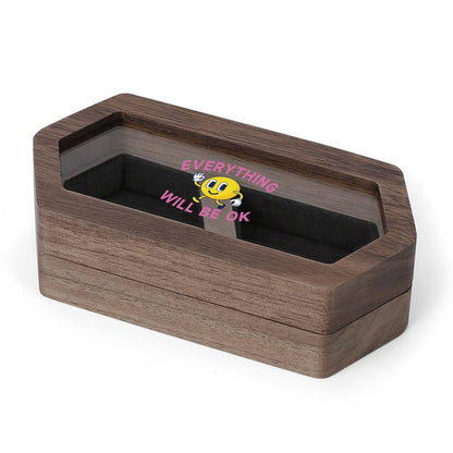 Personalized Wooden Double Ring Box with Clear Acrylic Lid