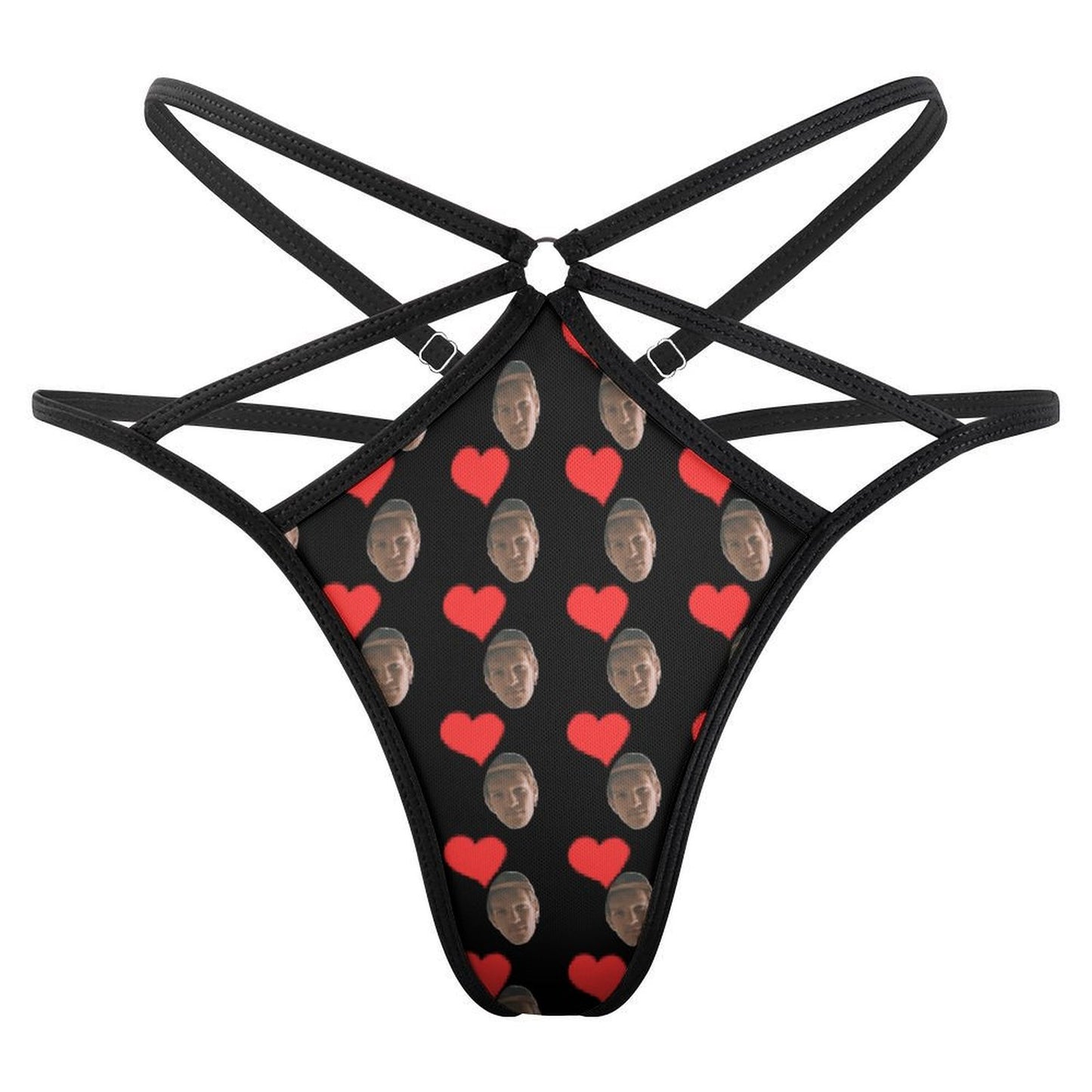 Custom Printed Sheer Mesh Face Thong Panty