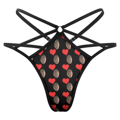 Custom Printed Sheer Mesh Face Thong Panty