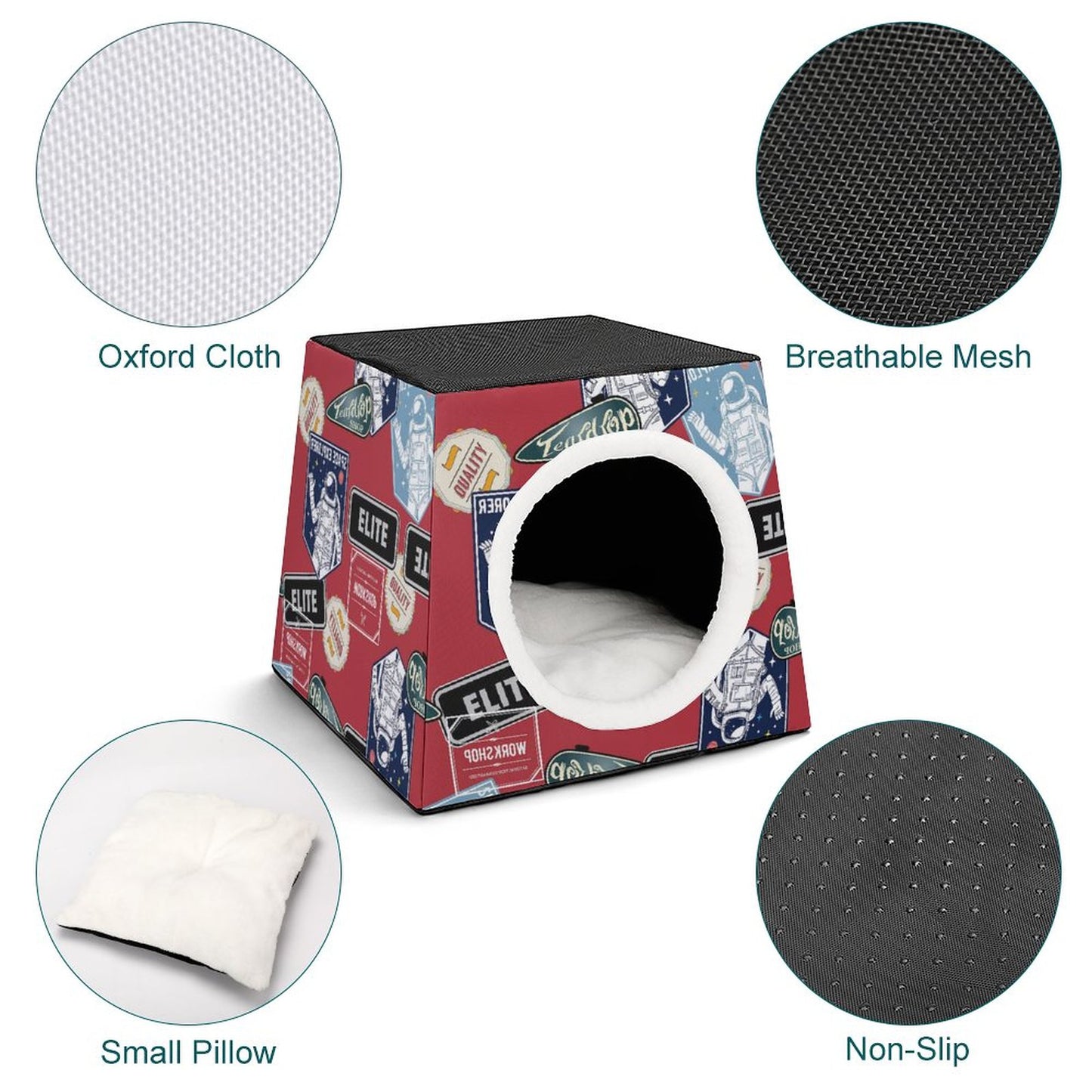 Custom Space Capsule Cat Bed | Personalized Enclosed Dog Cave