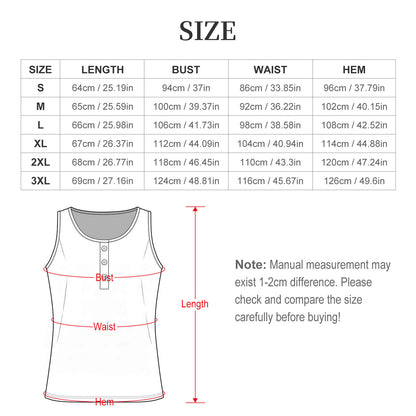 Custom Print Square Neck Button Tank Top for Women — S to 3XL
