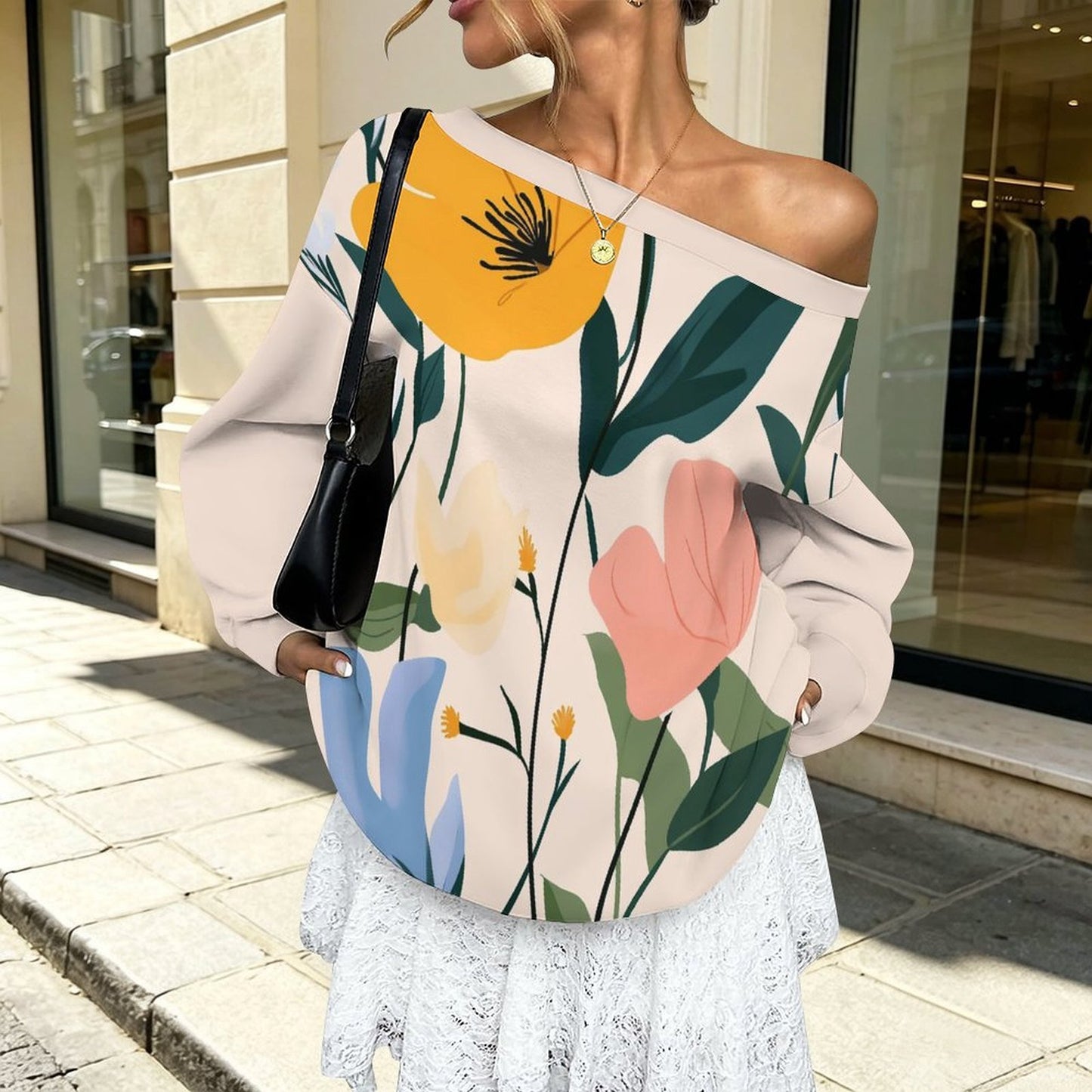Custom Women's Off-Shoulder Oversized Sweatshirt
