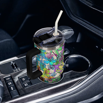 Custom 40oz Stainless Steel Travel Tumbler with Straw
