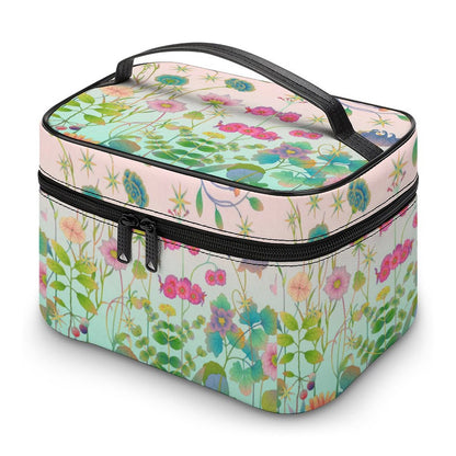 Custom Travel Makeup Train Case | Personalized Leather Cosmetic Organizer