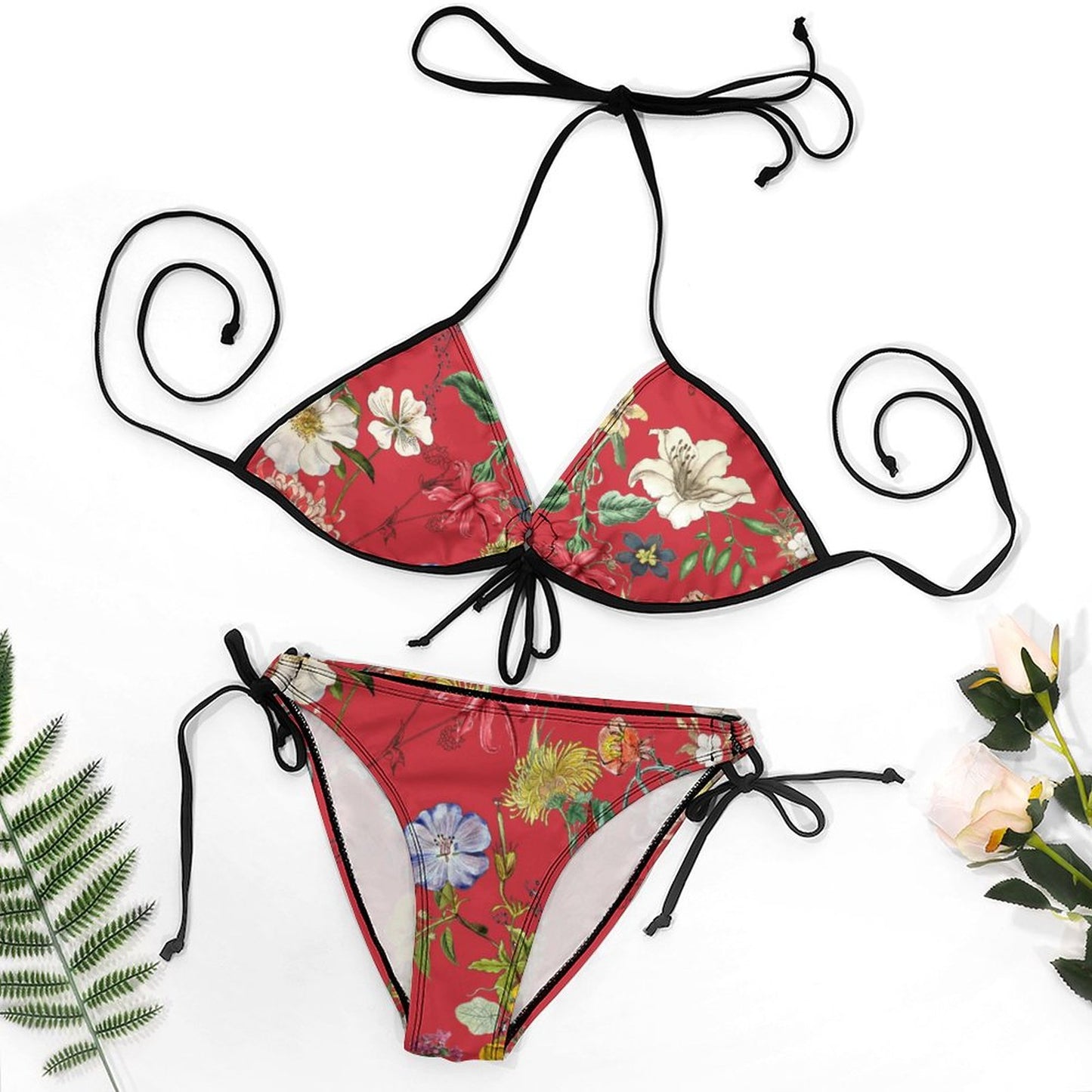 Adjustable String Bikini Set | Ruched Tie-Side Custom Swimwear