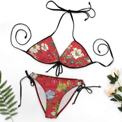 Adjustable String Bikini Set | Ruched Tie-Side Custom Swimwear
