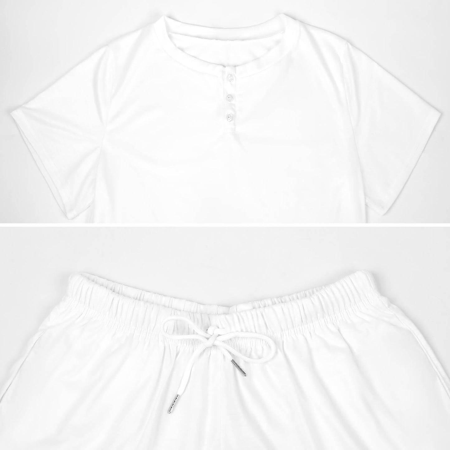 Custom Women's Two-Piece Short Sleeve Loungewear Set | Soft Pajama Short Set