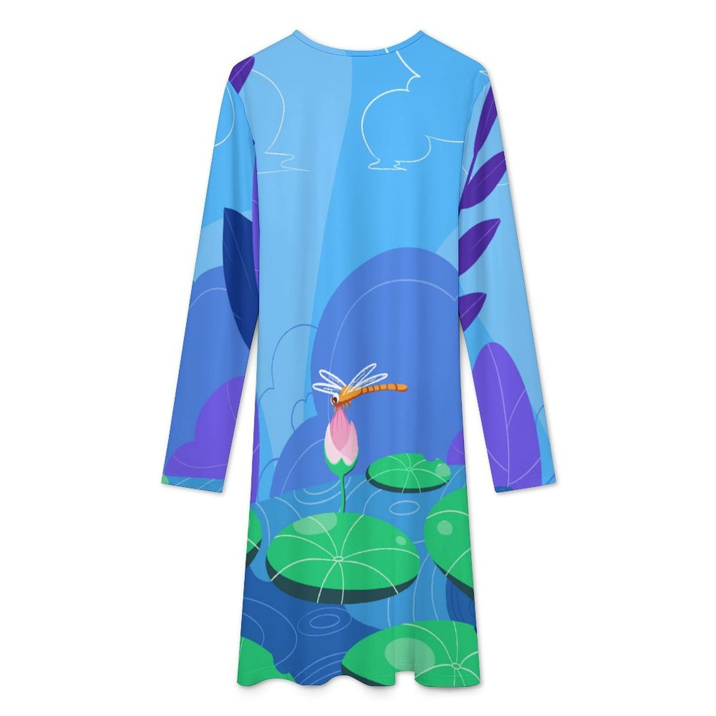 Custom Long Sleeve Swing Dress | Personalized Photo A-Line Dress for Her