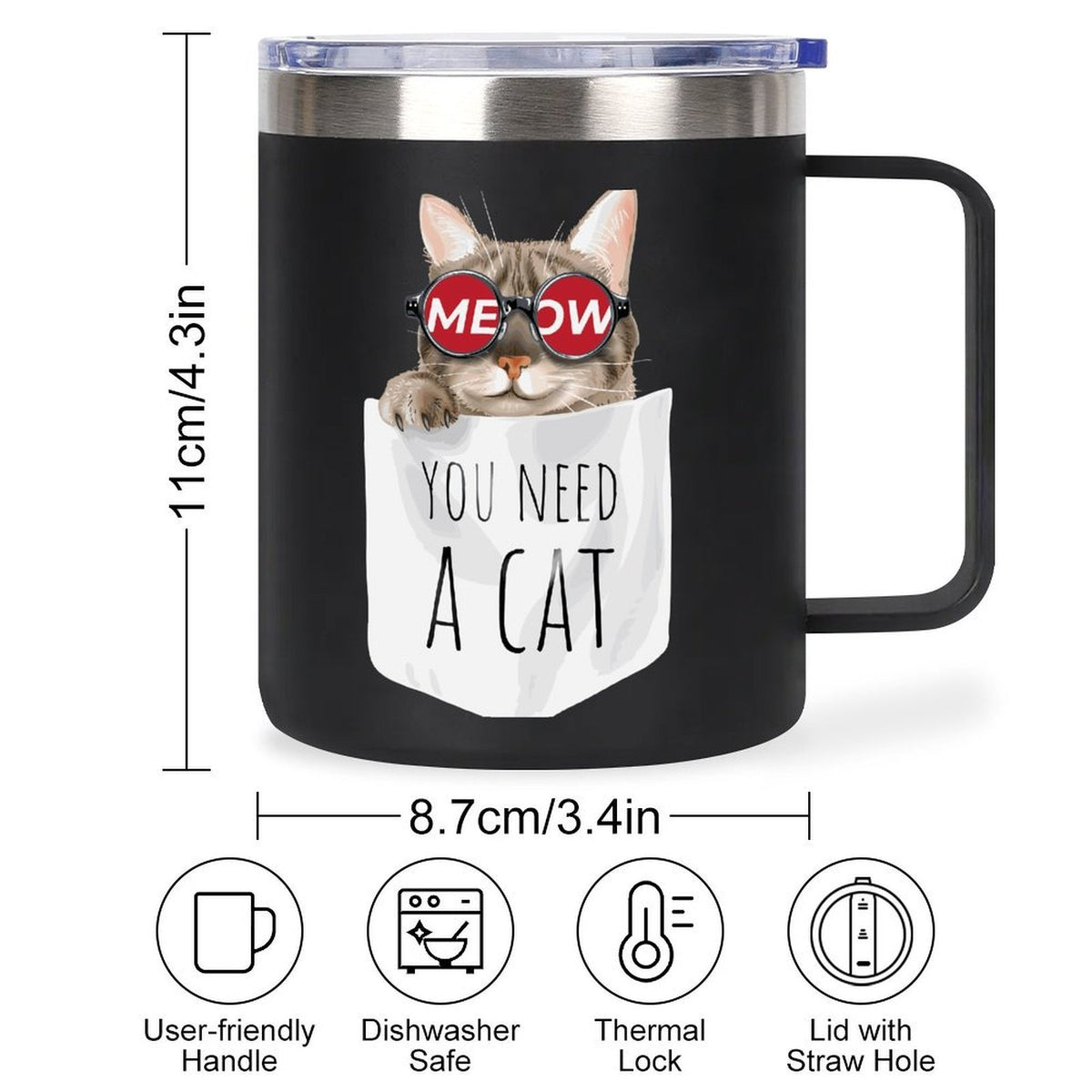 Custom 12oz Stainless Steel Insulated Mug with Double-Sided Print