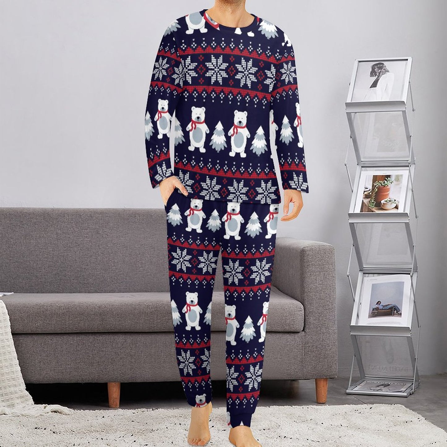 Custom Men's Soft Pajama Set | Long Sleeve Lounge Sleepwear (S-6XL)
