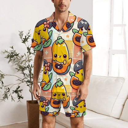 Custom Men's Pajama Set | Personalized Ice Silk Sleepwear with Photo