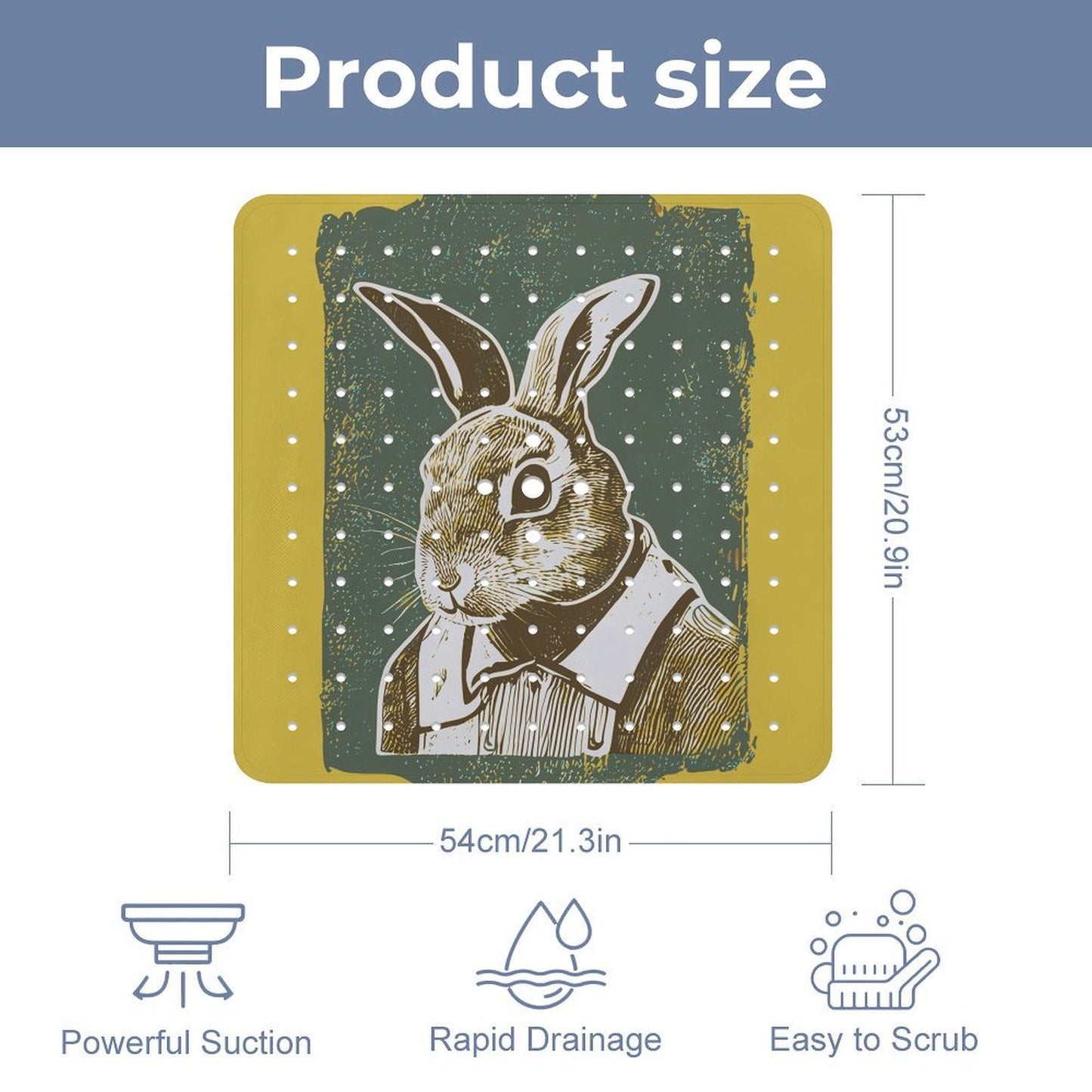 Custom Non-Slip Bath Mat with Suction Cups and Drainage Holes