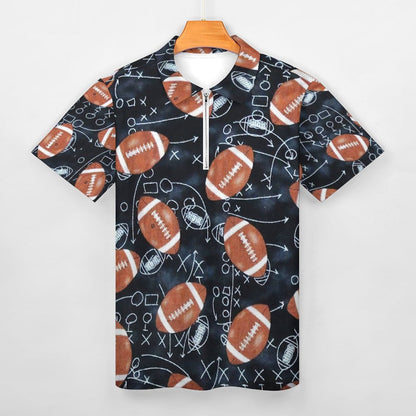 Custom Men's Cotton Zip Polo | All-Over DTG Printed Short Sleeve