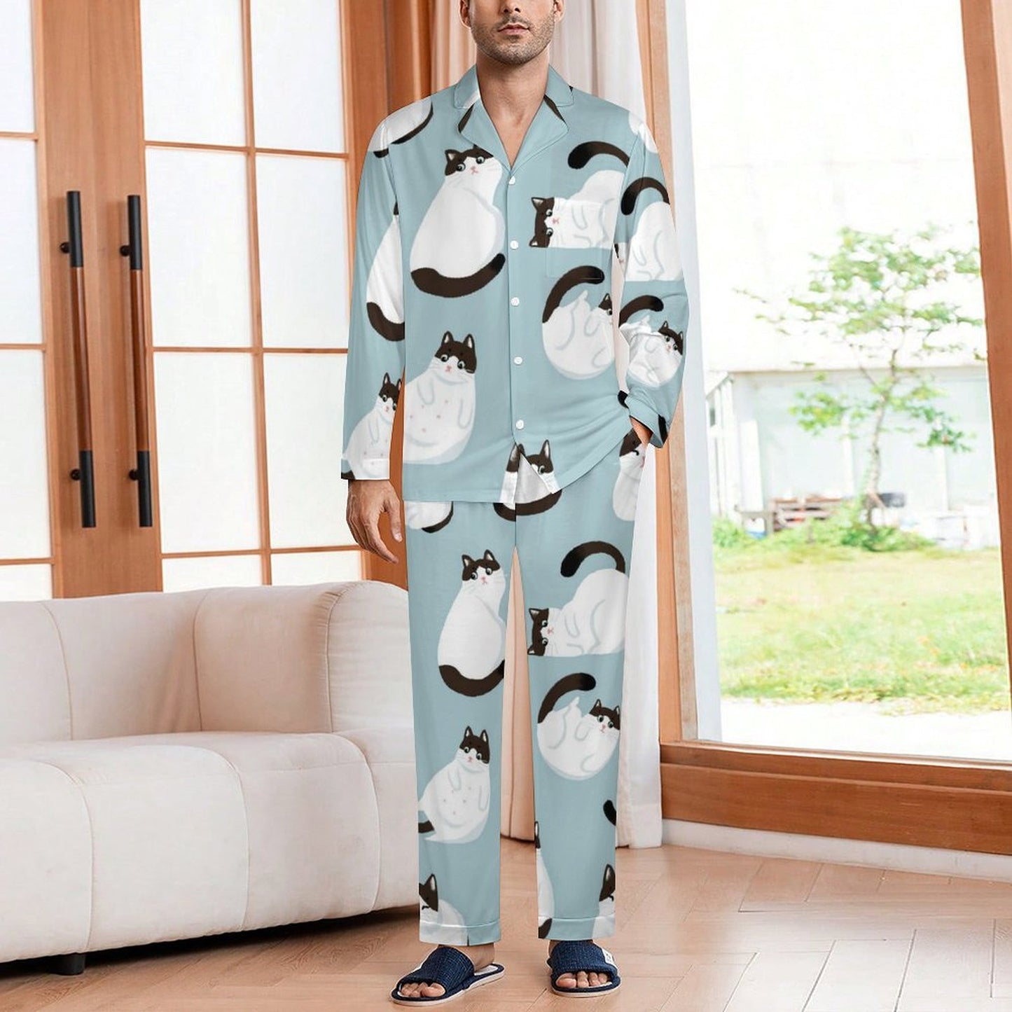 Custom Cuban Collar Pajama Set for Men | Personalized Gift